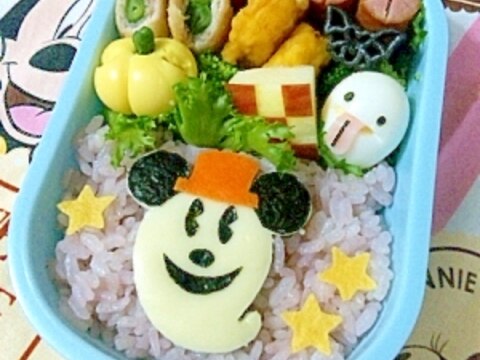 キャラ弁☆ハロウィン　ミッキーおばけのお弁当♪